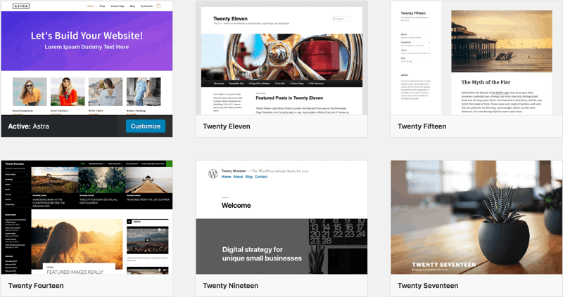 WordPress Theme Selector Screen